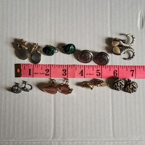 Earrings clip on ear rings clipon vintage faux silver gold pineapple mid century